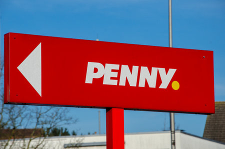 Soest, Germany - January 8, 2018: Penny Market sign. Penny or internationally Penny Market is a discount supermarket chain based in Germany, which operates 3,550 stores.のeditorial素材