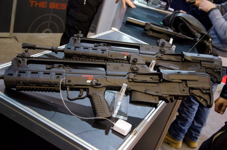 Kyiv, Ukraine - October 10, 2018: HS Produkt weapon.  International Exhibition ARMS AND SECURITY...