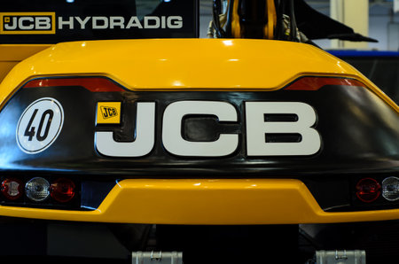 Kyiv, Ukraine - November 8, 2018: JCB logo on heavy machinery.