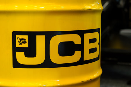 Kyiv, Ukraine - November 8, 2018: JCB logo on barrel.のeditorial素材