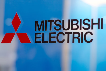 Kyiv, Ukraine - November 22, 2018: Logo Mitsubishi Electric.のeditorial素材