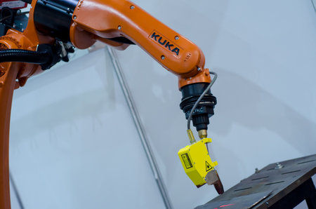 Kyiv, Ukraine - November 22, 2018: KUKA robot hand.