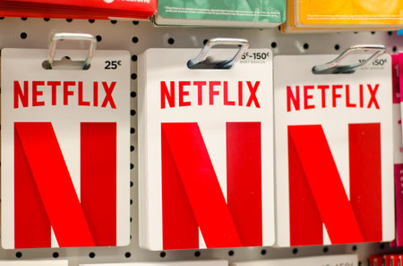 Soest, Germany - December 29, 2018: NETFLIX Gift Cards for sale in the shop.のeditorial素材