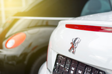 Soest, Germany - December 30, 2018: New PEUGEOT in the Car showroom.のeditorial素材