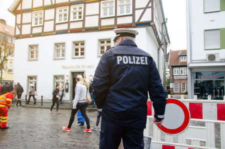 Soest, Germany - December 31, 2018: German police on patrol.のeditorial素材