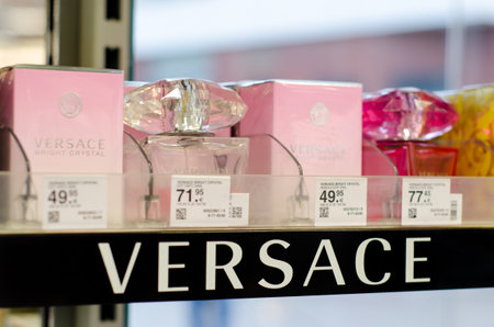 Soest, Germany - January 3, 2019: Versace Perfume for sale in the shop.のeditorial素材