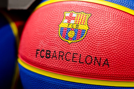 Soest, Germany - January 7, 2019: FC Barcelona BÃ squet (English: FC Barcelona Basketball) Ball.のeditorial素材