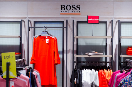 Soest, Germany - January 9, 2019: Hugo Boss clothes in the store.のeditorial素材