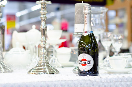 Kyiv, Ukraine - February 09, 2019: Martini Bottle on the table.のeditorial素材