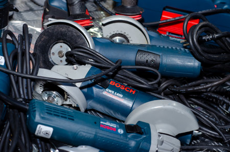 Kyiv, Ukraine - March 20, 2019: BOSCH grinder.のeditorial素材