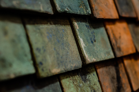 Close-up of old roof tilesの写真素材