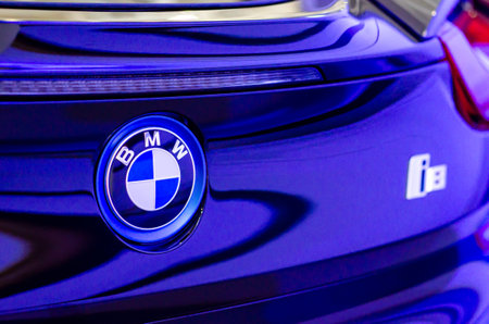 Kyiv, Ukraine - April 12, 2019: BMW i8 at the exhibition.