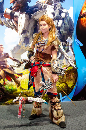 Kyiv, Ukraine - April 12, 2019: Horizon Zero Dawn Aloy Cosplay  in CEE 2019 exhibitionのeditorial素材