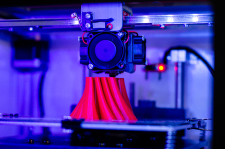 Close-up of 3D printer in action.
