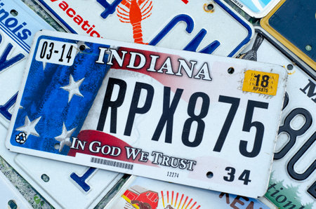 Kyiv, Ukraine - May 11, 2019: Vehicle registration plate of the united states of america.のeditorial素材