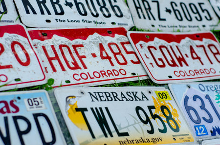 Kyiv, Ukraine - May 11, 2019: Vehicle registration plate of the united states of america.のeditorial素材