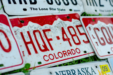 Kyiv, Ukraine - May 11, 2019: Vehicle registration plate of the united states of america.のeditorial素材