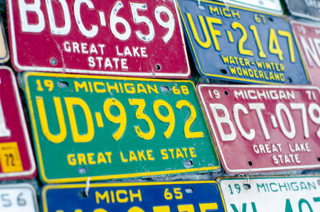 Kyiv, Ukraine - May 11, 2019: Vehicle registration plate of the united states of america.のeditorial素材