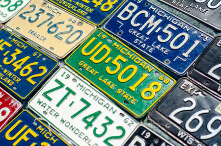 Kyiv, Ukraine - May 11, 2019: Vehicle registration plate of the united states of america.のeditorial素材