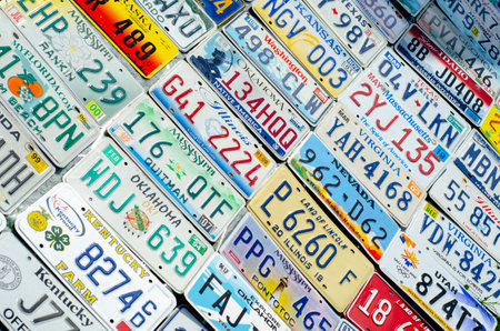 Kyiv, Ukraine - May 11, 2019: Vehicle registration plate of the united states of america.のeditorial素材