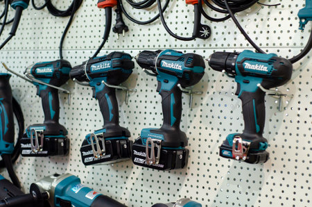 Kyiv, Ukraine - May 14, 2019: Different   Makita tools in store for sale.