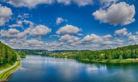 View from the Mohnesee dam.の写真素材