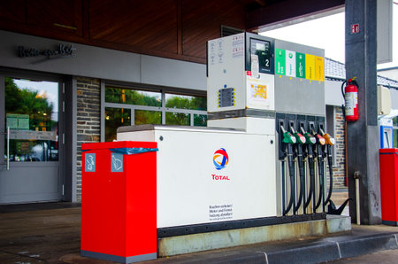 North Rhine-Westphalia, Germany - July 27, 2019: Total Gas Station. Total S.A. is a French multinational integrated oil and gas compaのeditorial素材