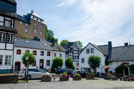 Blankenheim, Germany - July 26, 2019: View of building and Blankenheim Castle.