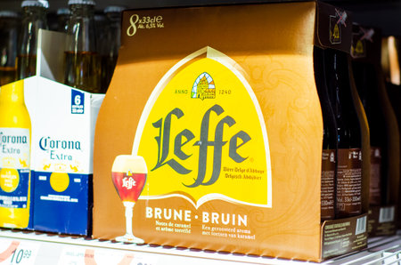 Vianden, Luxembourg - July 27, 2019: Leffe beer for sale in the storeのeditorial素材