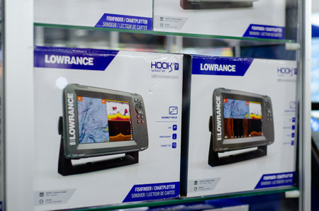 Kyiv, Ukraine - September 25, 2019:  Lowrance echo sounder.