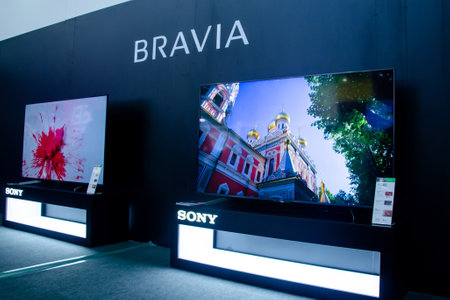 Kyiv, Ukraine - September 28, 2019: Sony Bravia Exposition Stand.のeditorial素材