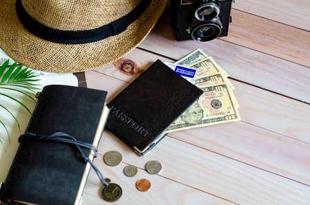 Trip vacation accessories for travel, tourism concept.