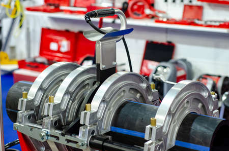 Device of butt welding of the polymeric pipes.の写真素材