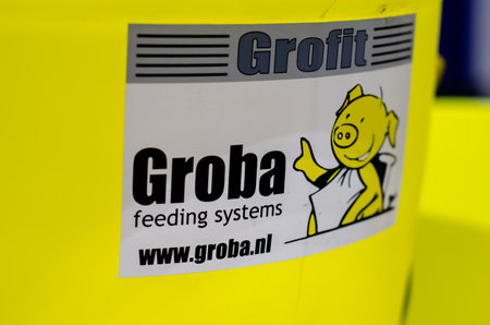 Kyiv, Ukraine - February 16, 2021: Groba Feeding Systems logoのeditorial素材