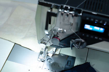 Close-up of Sewing Factory Machine