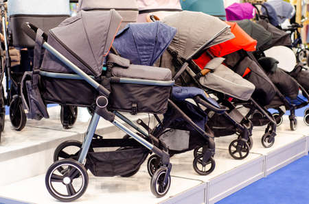 Baby pushchairs for sale in the store