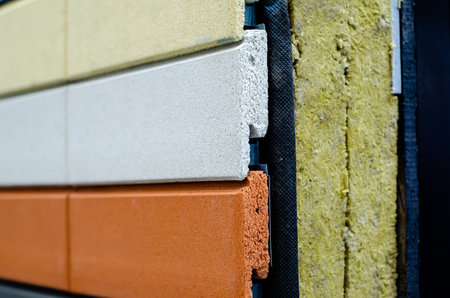Close-up of external wall insulation systemsの写真素材