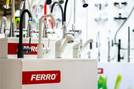 Kyiv, Ukraine - May 18, 2021: FERRO bathroom and kitchen tapsのeditorial素材