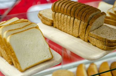 Close-up of sliced bread stack. Toast Bread.の写真素材