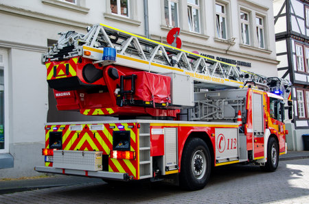 Soest, Germany - August 11, 2021: Fire department service truck (Feuerwehr).のeditorial素材