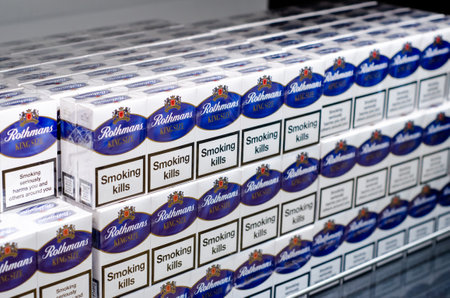 Kyiv, Ukraine - August 06, 2021: Box of Rothmans cigarettesのeditorial素材