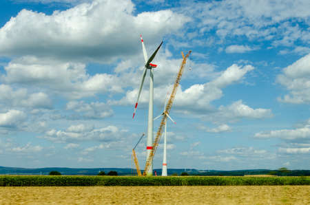 Crane for wind turbine assemblyの写真素材