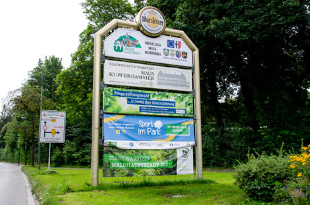Warstein, Germany - August 15, 2021: Entrance sign of the Warstein townのeditorial素材