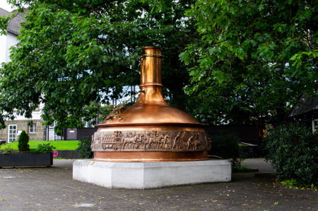 Warstein, Germany - August 15, 2021: Brew kettle in front of the administration of the Warsteiner Breweryのeditorial素材