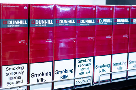 Kyiv, Ukraine - August 06, 2021: Box of Dunhill cigarettes