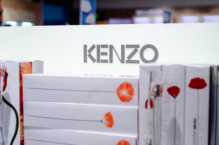 Kyiv, Ukraine - August 06, 2021: Kenzo perfume for sale in the shop.のeditorial素材