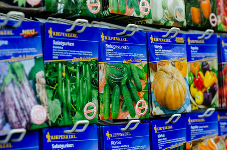 Soest, Germany - August 18, 2021: Kiepenkerl vegetable seeds for saleのeditorial素材