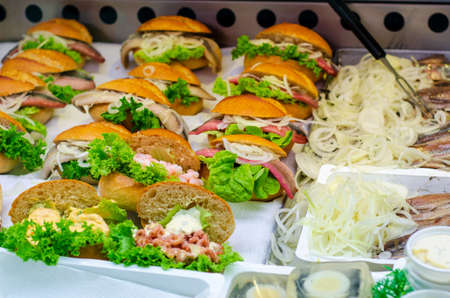 Street food, bun with fish