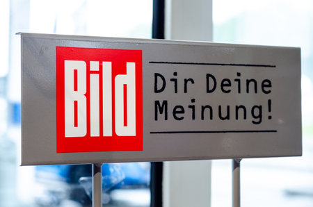 Seevetal, Germany - August 28, 2021: Bild signboard in the store. Slogan `BILD Dir Deine Meinung! (Form Your Opinion!)のeditorial素材
