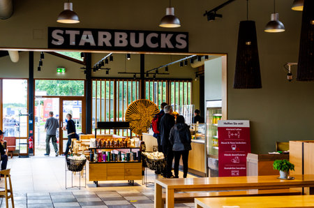 Quickborn, Germany - August 28, 2021: Starbucks coffee shopのeditorial素材